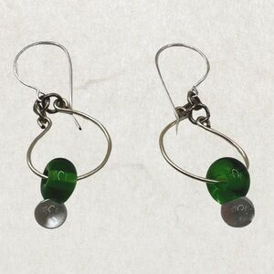 Vintage Artisan Sterling Silver Earrings with Murano Glass